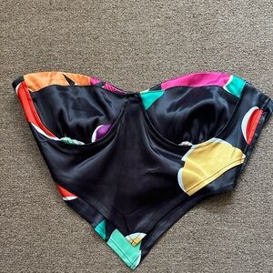 Tiger Mist Colorful Strapless Women's tie back Top size small pre-owned